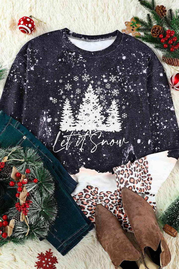 LET IT SNOW Graphic Leopard Sweatshirt |1mrk.com