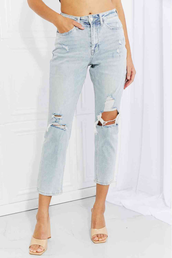 Vervet by Flying Monkey Stand Out Full Size Distressed Cropped Jeans | 1mrk.com