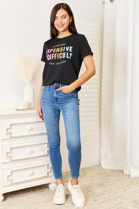 Simply Love Slogan Graphic Cuffed Sleeve T-Shirt | 1mrk.com