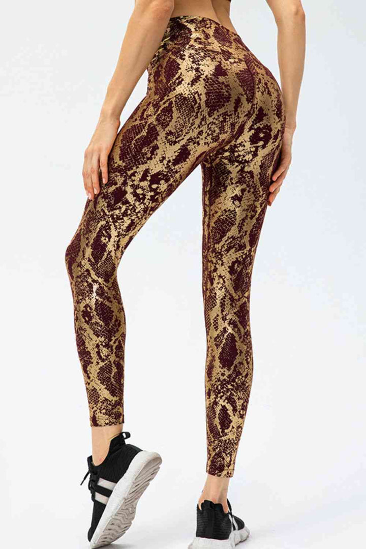 Animal Print Slim Fit Wide Waistband Long Sports Pants |1mrk.com