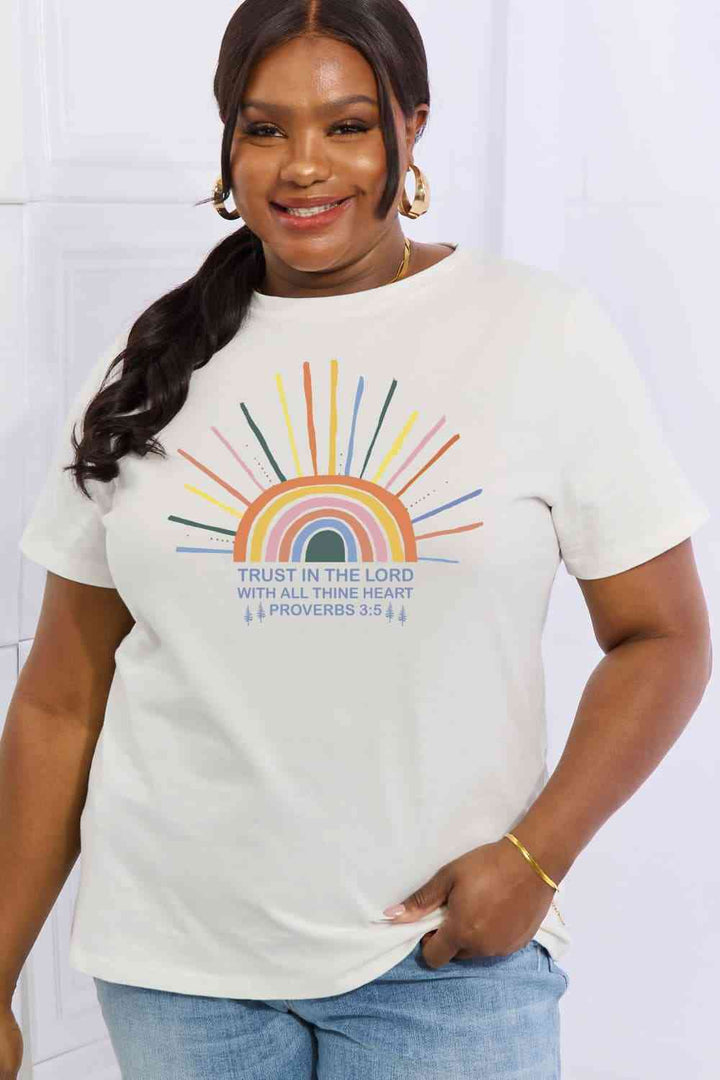 Simply Love Full Size Rainbow Graphic Cotton Tee | 1mrk.com