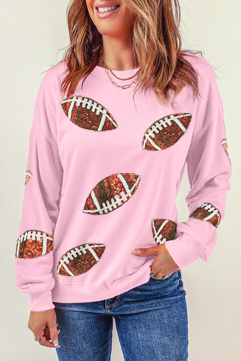 Sequin Football Patch Sweatshirt |1mrk.com