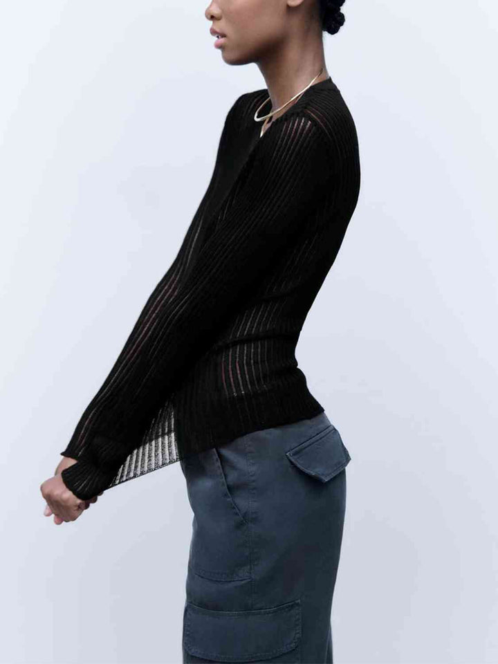 Round Neck Ribbed Knit Top | 1mrk.com