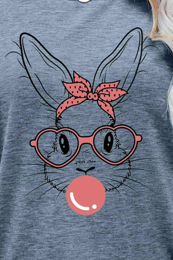 Easter Bunny Graphic Round Neck T-Shirt | 1mrk.com