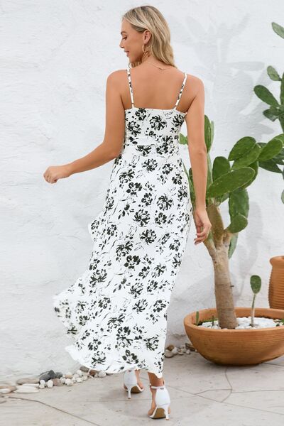 High-Low Tie Waist Printed Cami Dress |1mrk.com