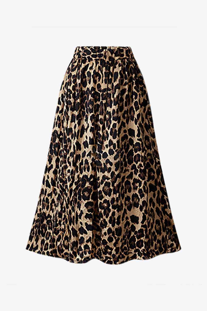 Plus Size Leopard Print Midi Skirt |1mrk.com