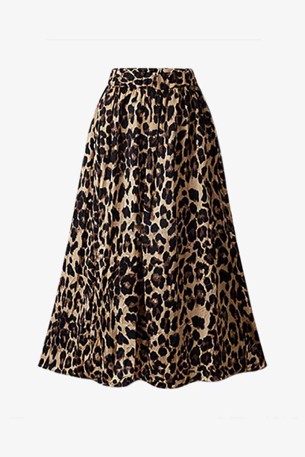 Plus Size Leopard Print Midi Skirt |1mrk.com