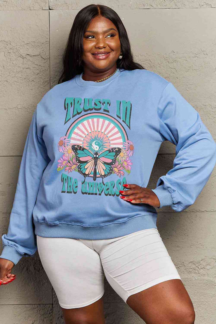 Simply Love Simply Love Full Size TRUST IN THE UNIVERSE Graphic Sweatshirt |1mrk.com