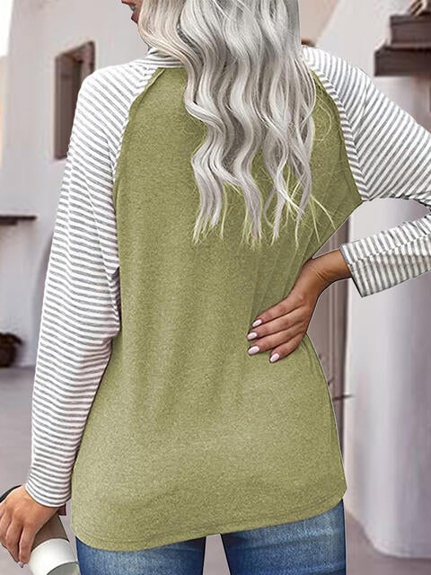 Striped Turtleneck Long Sleeve T-Shirt | 1mrk.com