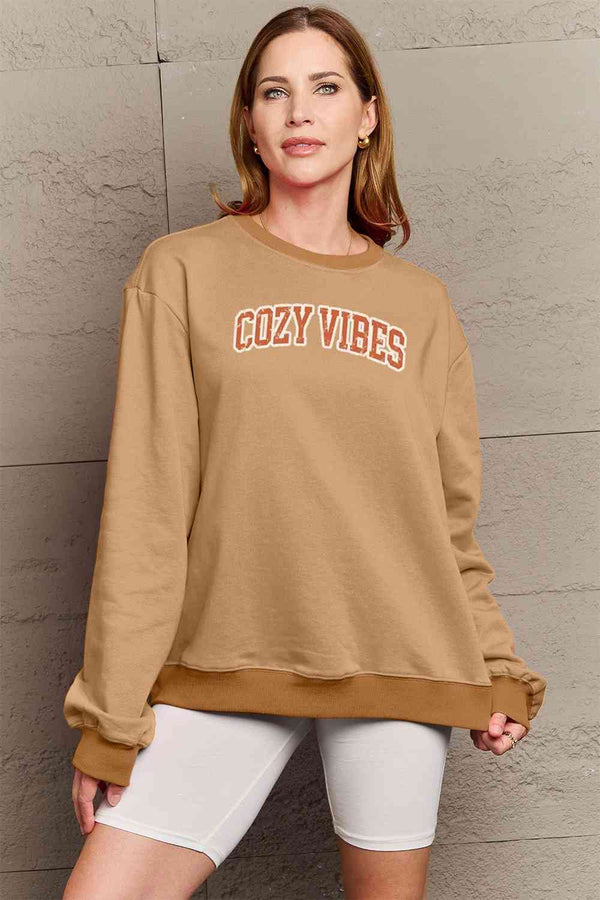 Simply Love Full Size COZY VIBES Graphic Sweatshirt |1mrk.com