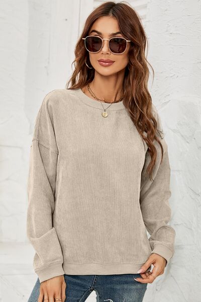 Dropped Shoulder Round Neck Sweatshirt |1mrk.com