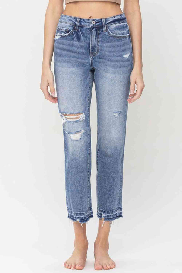 Lovervet Full Size Lena High Rise Crop Straight Jeans | 1mrk.com