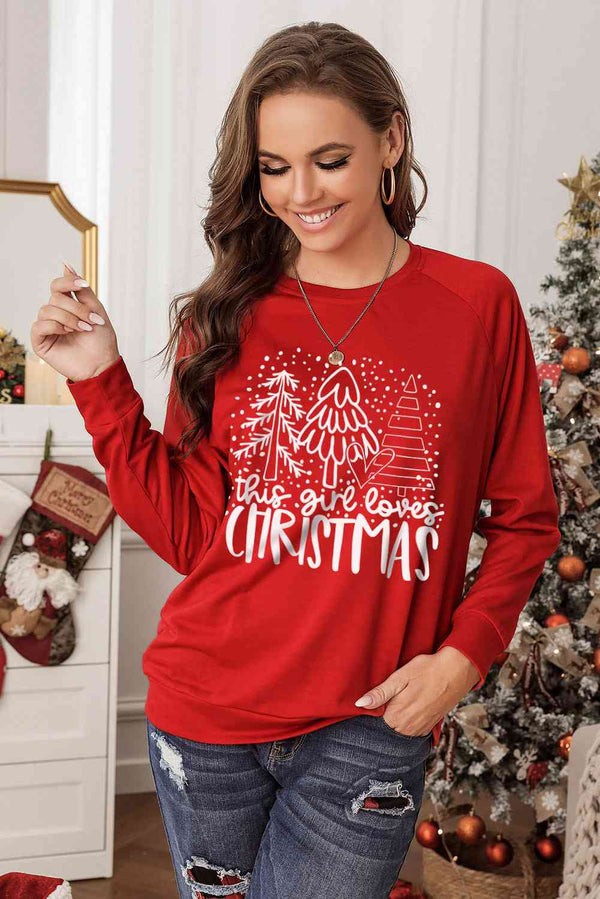 Christmas Tree Round Neck Sweatshirt |1mrk.com