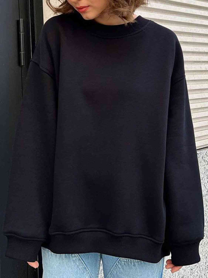 Oversize Round Neck Dropped Shoulder Sweatshirt |1mrk.com