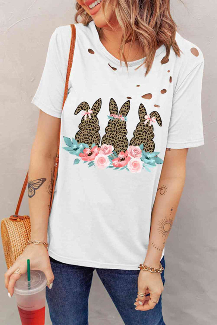 Easter Bunny Graphic Distressed Tee Shirt | 1mrk.com