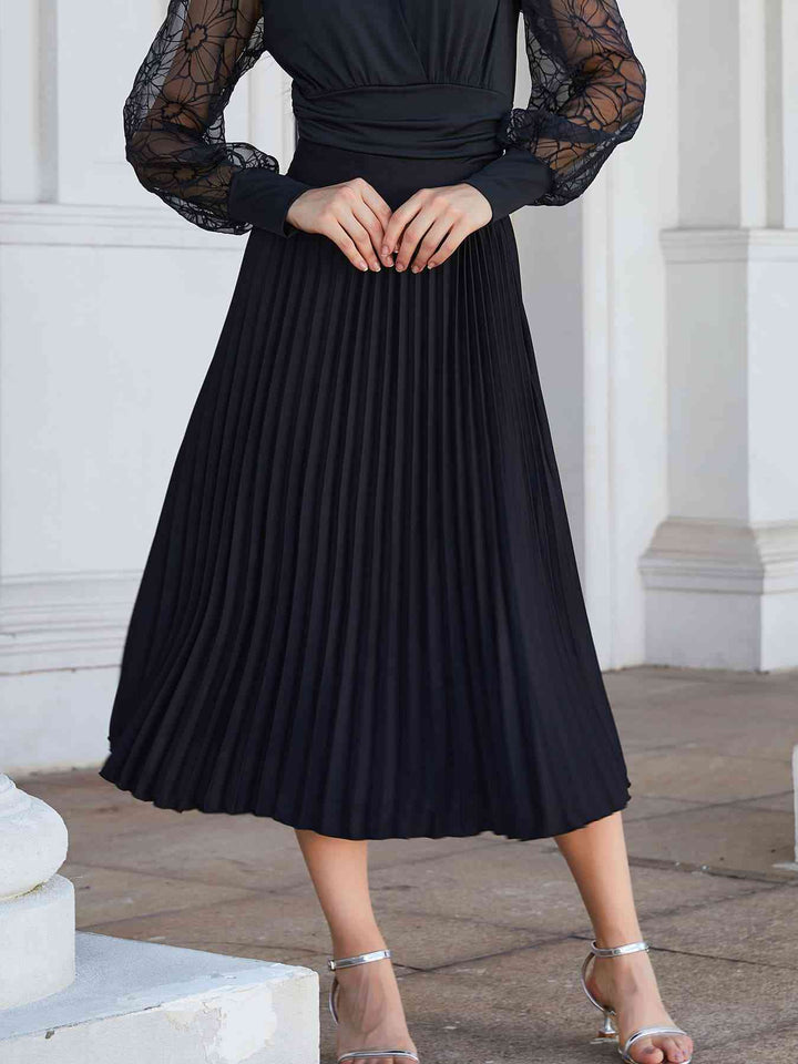 Pleated Midi Skirt |1mrk.com