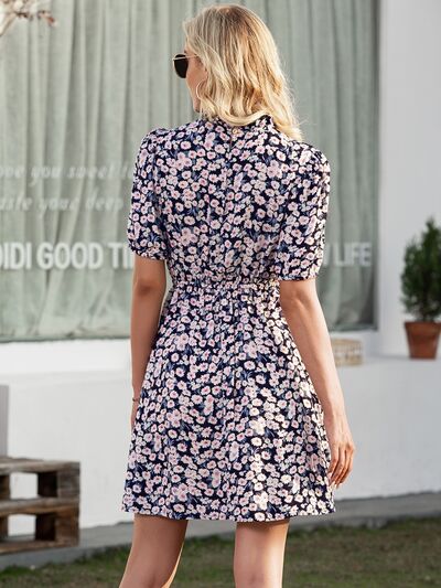 Floral Mock Neck Mini Dress | Trendsi