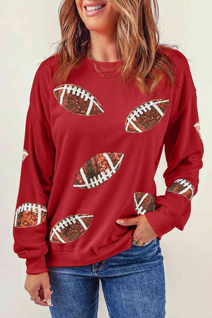 Sequin Football Patch Sweatshirt |1mrk.com