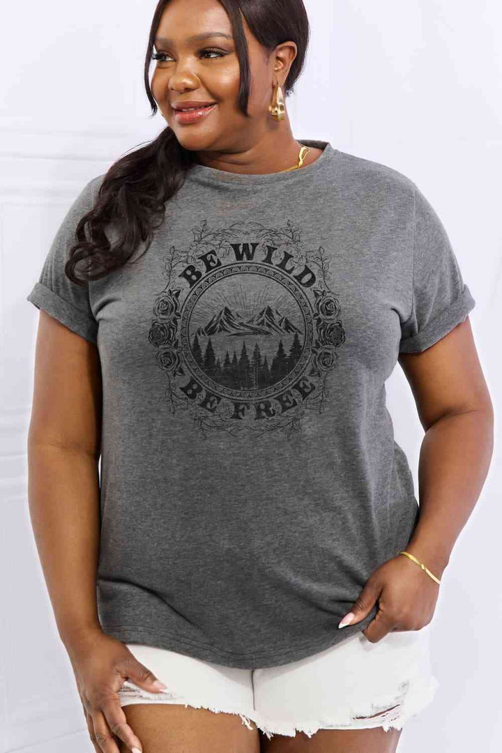 Simply Love Full Size BE WILD BE FREE Graphic Cotton T-Shirt | 1mrk.com