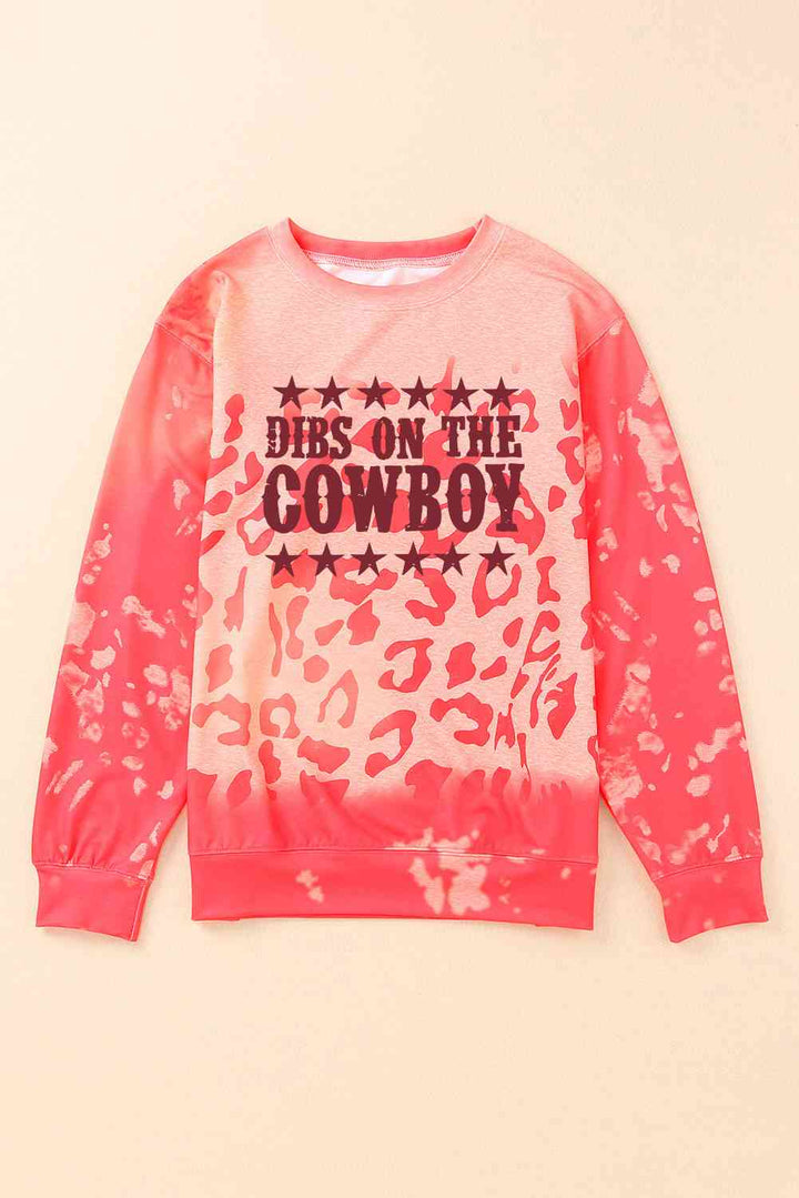 Round Neck Dropped Shoulder DIBS ON THE COWBOY Graphic Sweatshirt |1mrk.com