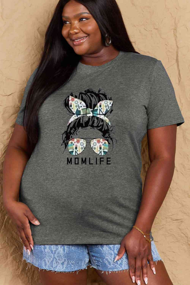 Simply Love Full Size MOM LIFE Graphic Cotton T-Shirt | 1mrk.com