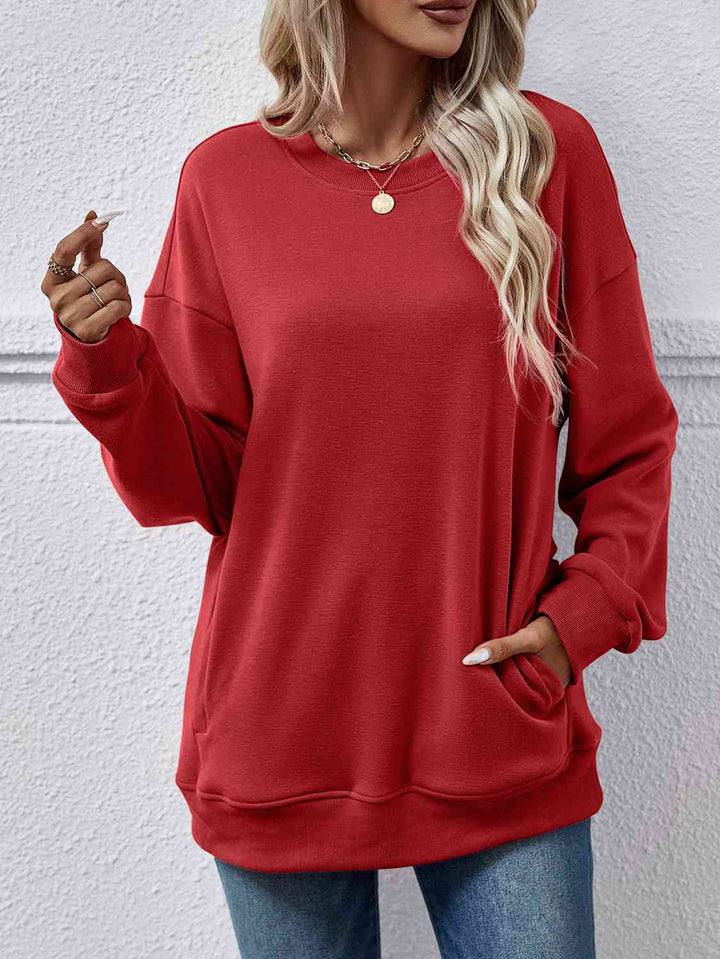 Dropped Shoulder Sweatshirt with Pockets |1mrk.com