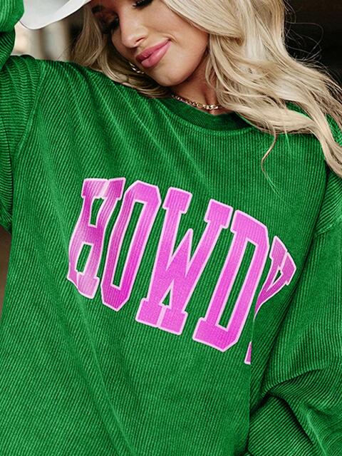 Full Size HOWDY Graphic Round Neck Sweatshirt |1mrk.com