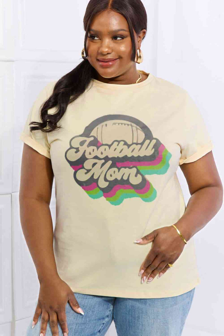 Simply Love Full Size FOOTBALL MOM Graphic Cotton Tee | 1mrk.com