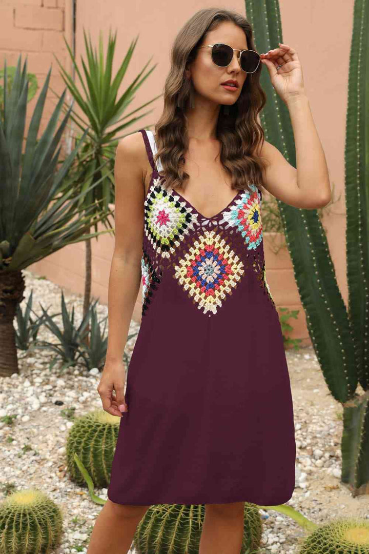 Openwork Sleeveless Embroidery Dress |1mrk.com