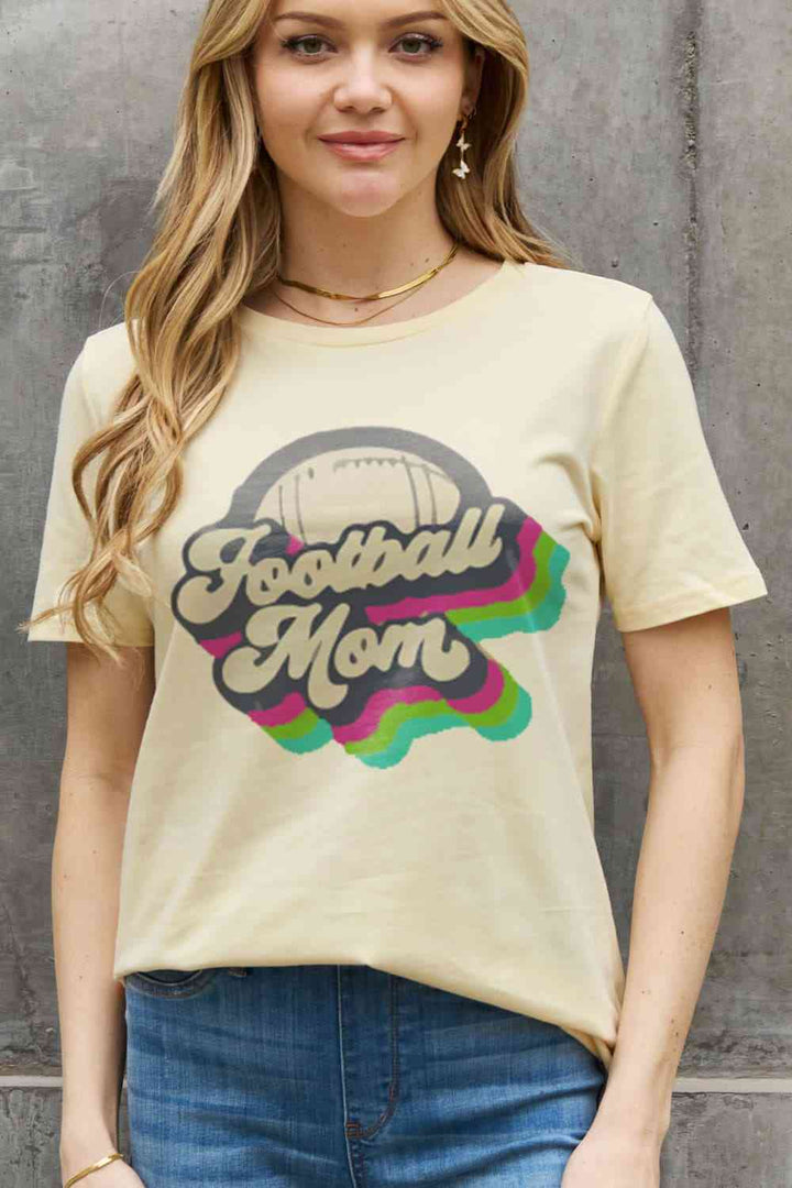 Simply Love Full Size FOOTBALL MOM Graphic Cotton Tee | 1mrk.com