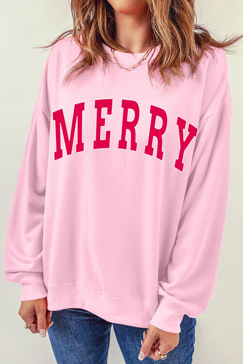 MERRY Graphic Dropped Shoulder Sweatshirt |1mrk.com