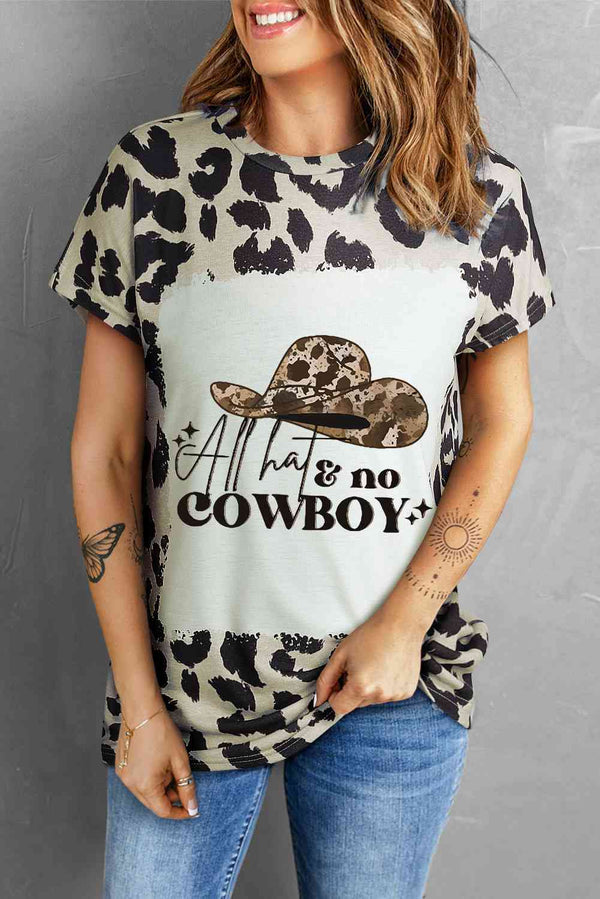 Round Neck Short Sleeve Printed ALL HATS NO COWBOY Graphic Tee | 1mrk.com