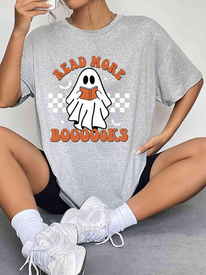 Round Neck Short Sleeve Ghost Graphic T-Shirt | 1mrk.com