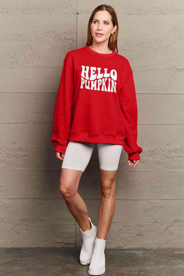 Simply Love Full Size HELLO PUMPKIN Graphic Sweatshirt |1mrk.com