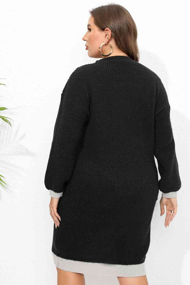 Plus Size Long Sleeve Sweater Dress |1mrk.com