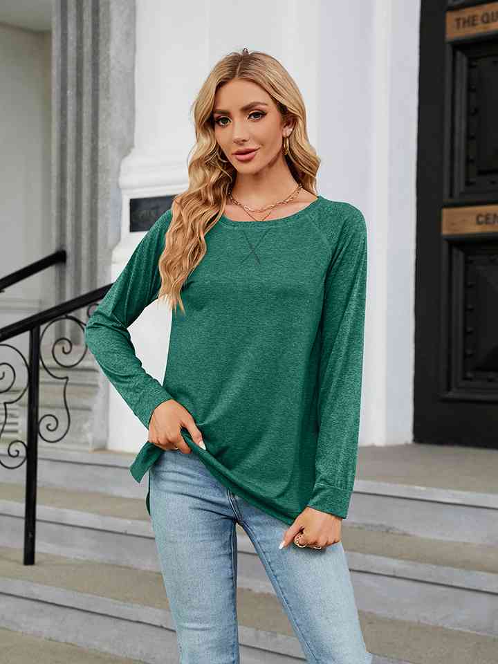 Round Neck Long Sleeve T-Shirt | 1mrk.com