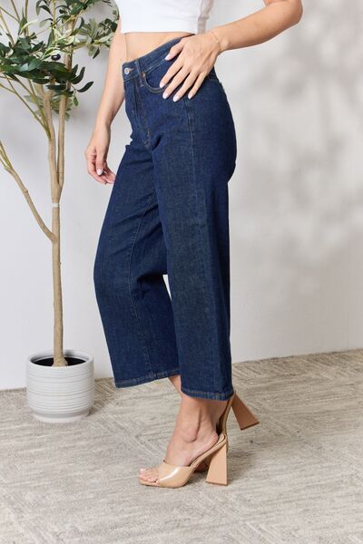 Judy Blue Full Size High Waist Cropped Wide Leg Jeans | 1mrk.com