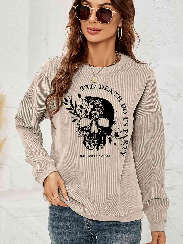 Skull Graphic Dropped Shoulder Sweatshirt |1mrk.com