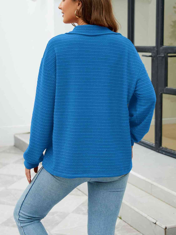 Quarter-Zip Collared Drop Shoulder Sweatshirt |1mrk.com