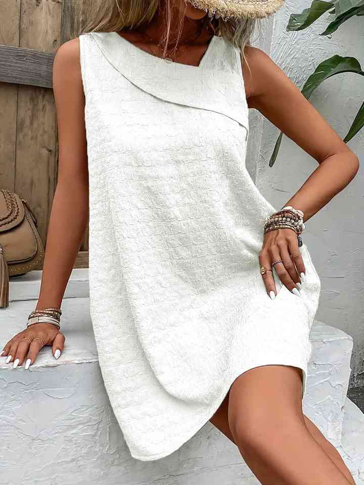 Asymmetrical Neck Sleeveless Dress |1mrk.com