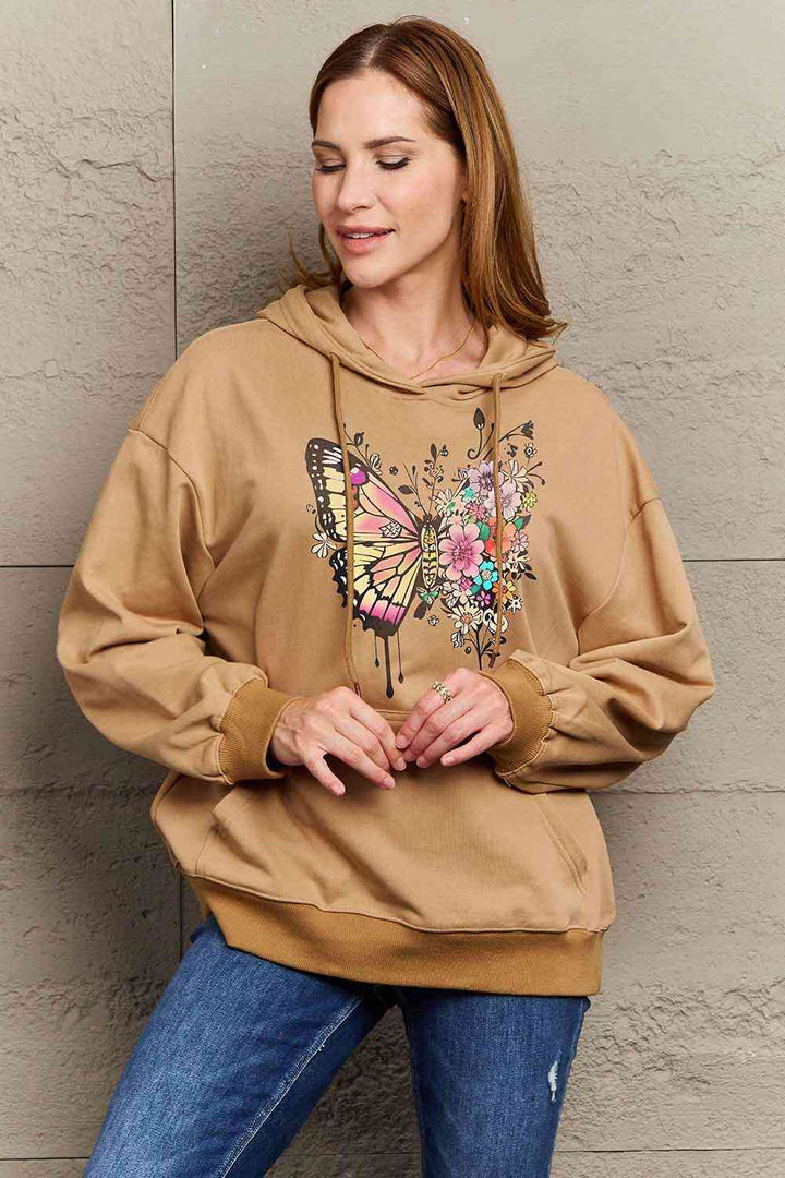 Simply Love Simply Love Full Size Butterfly Graphic Dropped Shoulder Hoodie | 1mrk.com