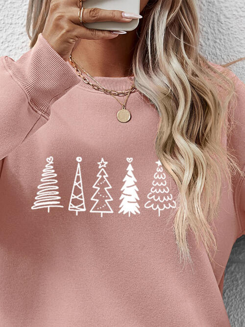 Christmas Tree Graphic Drop Shoulder Sweatshirt |1mrk.com