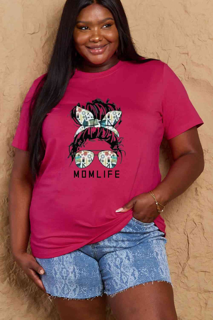 Simply Love Full Size MOM LIFE Graphic Cotton T-Shirt | 1mrk.com