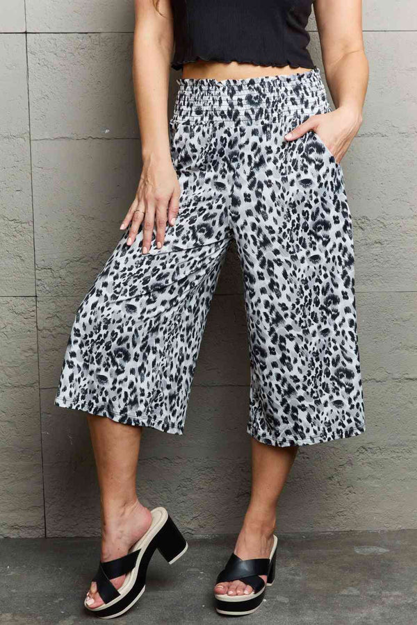 Ninexis Leopard High Waist Flowy Wide Leg Pants with Pockets | 1mrk.com
