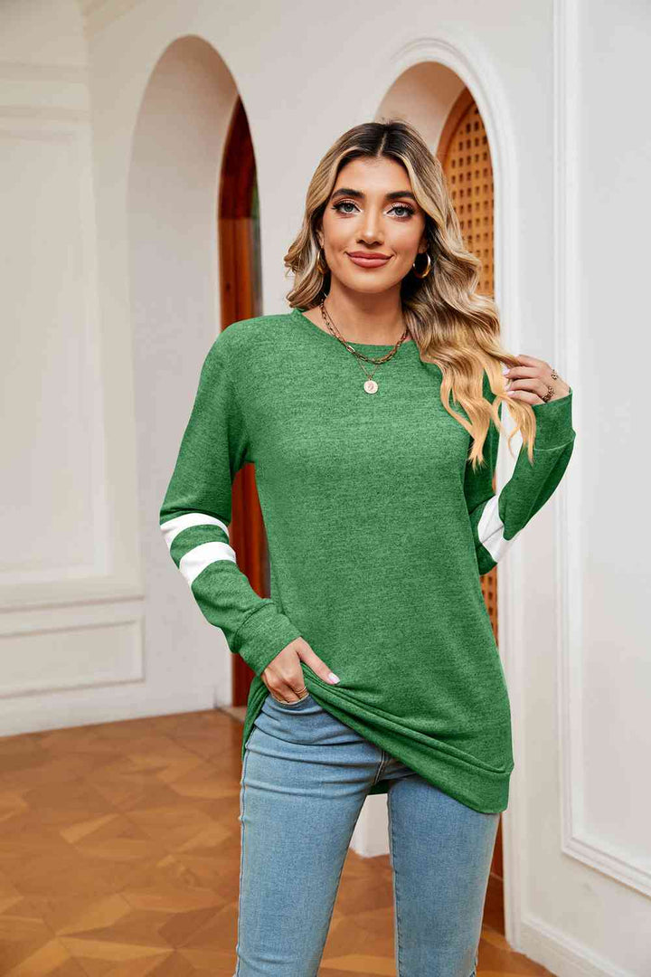 Round Neck Long Sleeve Top | 1mrk.com