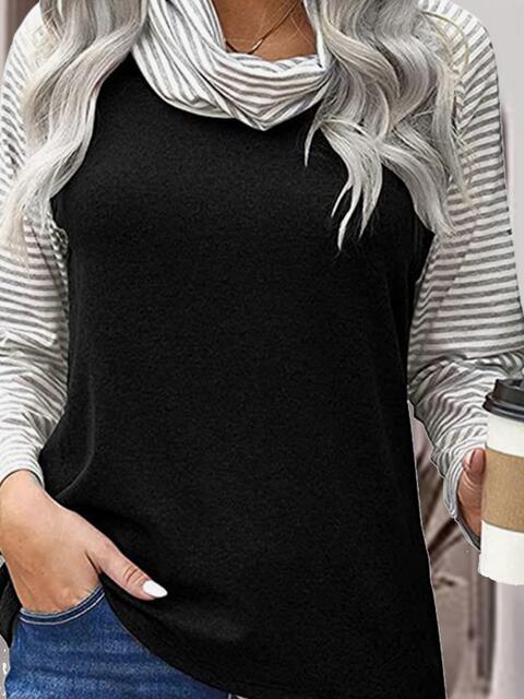 Striped Turtleneck Long Sleeve T-Shirt | 1mrk.com