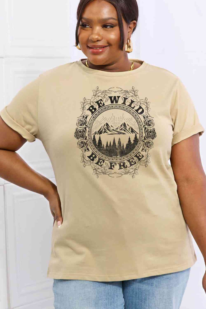 Simply Love Full Size BE WILD BE FREE Graphic Cotton T-Shirt | 1mrk.com