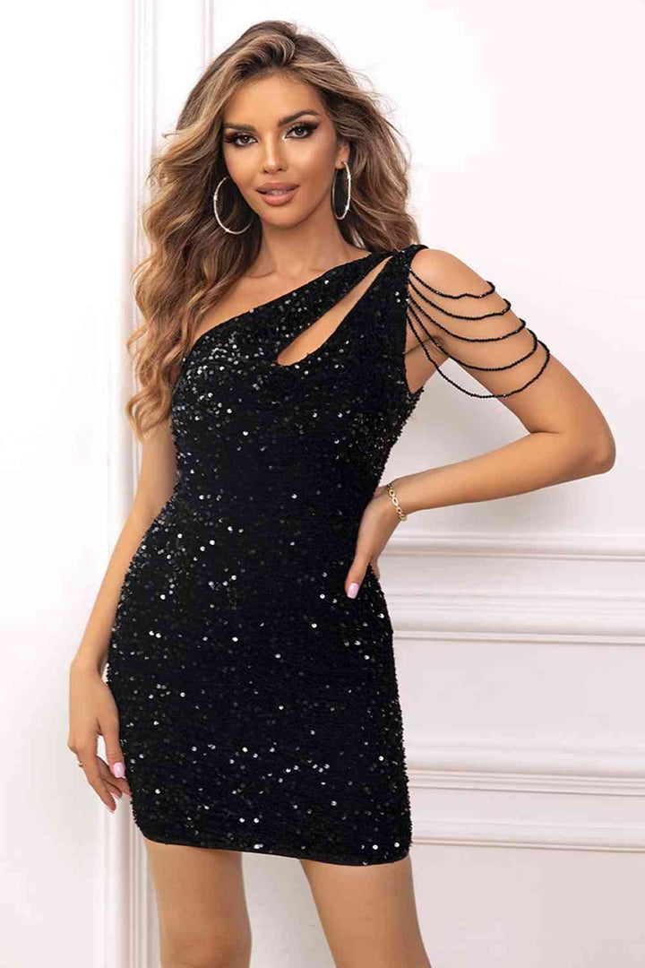 Contrast Sequin Sleeveless Mini Dress | 1mrk.com