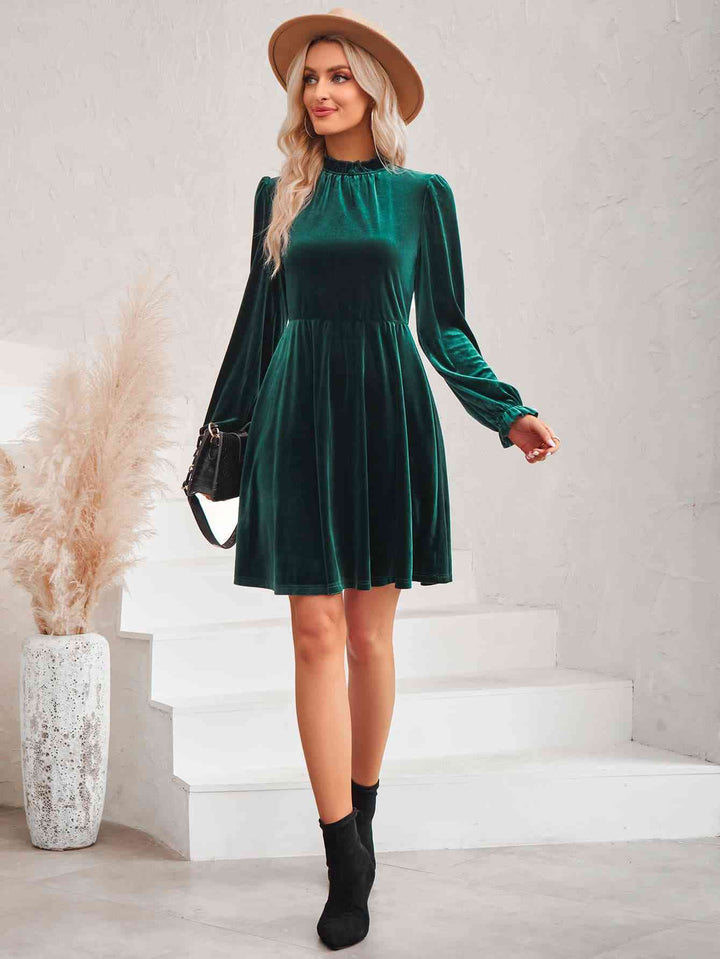 Long Flounce Sleeve A-Line Dress | 1mrk.com