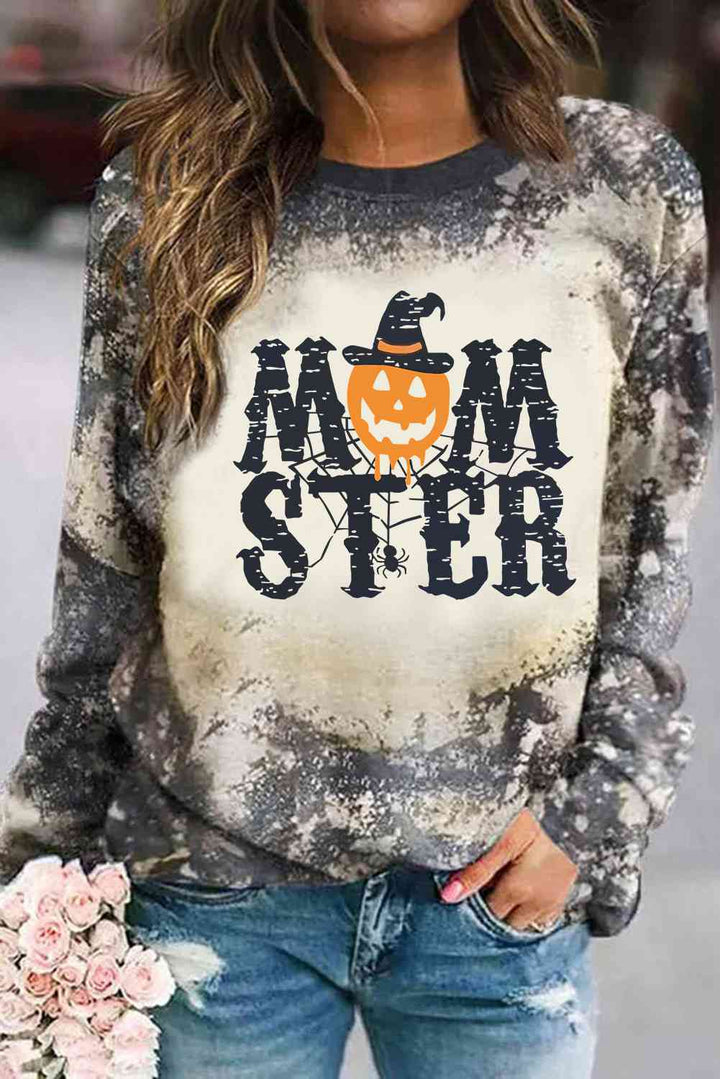 Round Neck Long Sleeve MOMSTER Graphic Sweatshirt |1mrk.com